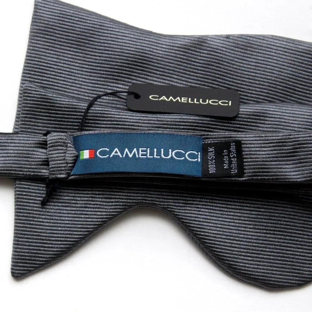 Men's Self-tied Bow Tie 100%Silk‎ Large Butterfly Grey S713